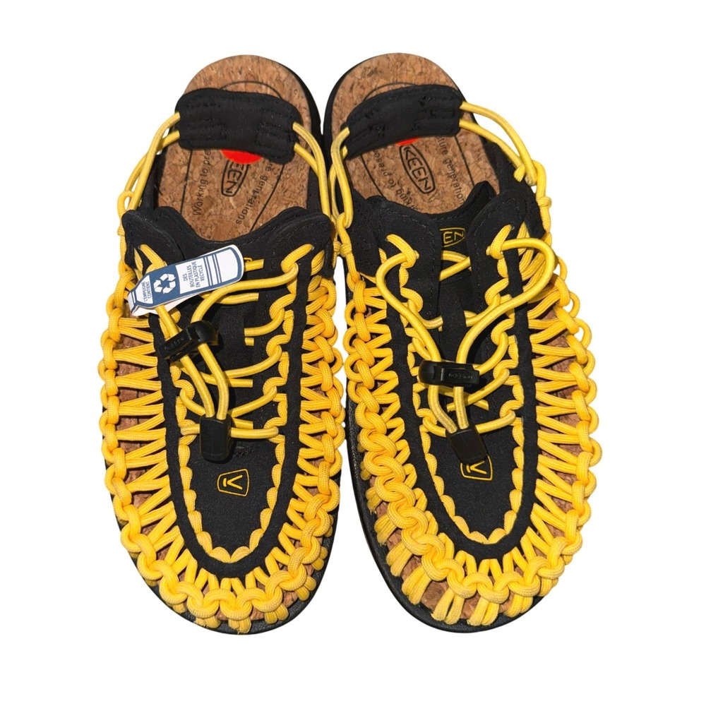 NEW Keen Uneek II Sandals Womens 7 Braided Cords Yellow Black Gorpcore Walking